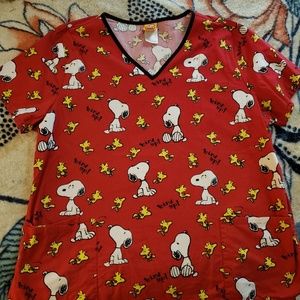 Peanuts Scrub Top "Bird Up"